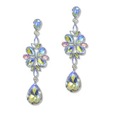107495, TEARDROP MARQUISE RHINESTONE ACCENT DANGLE EARRING
