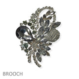107474, FLORAL VINE RHINESTONE BROOCH PIN