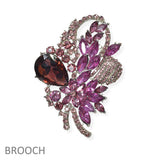 107474, FLORAL VINE RHINESTONE BROOCH PIN