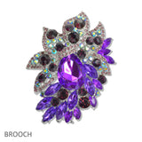 107700, FLORAL RHINESTONE EVENING BROOCH PIN