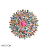 107451, FLORAL CRYSTAL RHINESTONE BROOCH PIN