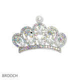 107479, CROWN PEARL CRYSTAL RHINESTONE BROOCH PIN