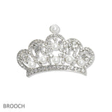 107479, CROWN PEARL CRYSTAL RHINESTONE BROOCH PIN
