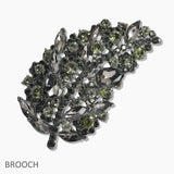 107433, LEAF RHINESTONE BROOCH PIN
