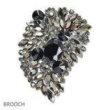 107702, FLORAL RHINESTONE EVENING BROOCH PIN