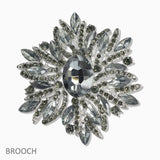 107432, FLORAL CRYSTAL RHINESTONE BROOCH PIN