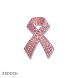 107478, PINK RIBBON CRYSTAL RHINESTONE BROOCH PIN