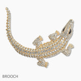 107434, ALLIGATOR CROCODILE RHINESTONE BROOCH PIN