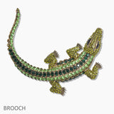 107434, ALLIGATOR CROCODILE RHINESTONE BROOCH PIN