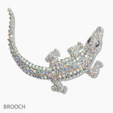107434, ALLIGATOR CROCODILE RHINESTONE BROOCH PIN