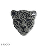 107481, LEOPARD HEAD CRYSTAL RHINESTONE BROOCH PIN
