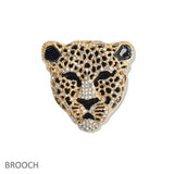 107481, LEOPARD HEAD CRYSTAL RHINESTONE BROOCH PIN