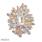 107437, FLORAL CRYSTAL RHINESTONE BROOCH PIN