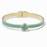 100012, MOTHER OF PEARL CLOVER ACCENT ENAMEL STAINLESS STEEL BRACELET