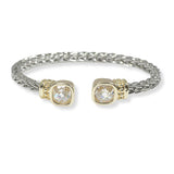 100018, GEOMETRIC CUBIC ZIRCONIA DESIGNER INSPIRED CABLE CUFF BRACELET