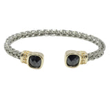 100018, GEOMETRIC CUBIC ZIRCONIA DESIGNER INSPIRED CABLE CUFF BRACELET