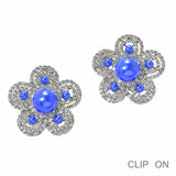 100024, FLOWER PEARL WITH CRYSTAL RHINESTONE CLIP ON EARRING