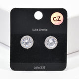 100035, ROUND CUBIC ZIRCONIA STUD EARRING