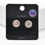 100035, ROUND CUBIC ZIRCONIA STUD EARRING