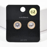 100035, ROUND CUBIC ZIRCONIA STUD EARRING