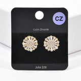 100037, FLOWER CUBIC ZIRCONIA STUD EARRING