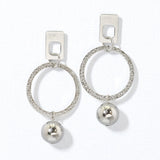 100043, GOLD DIPPED, BRASS BALL DANGLE GEOMETRIC EARRING