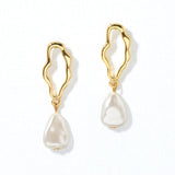 100050, GOLD DIPPED, BRASS FRESHWATER PEARL DANGLE EARRING