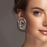 100053, HAMMERED METAL WITH RHINESTONE EARRING