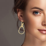 100055, GOLD DIPPED, BRASS TEXTURED METAL EARRING