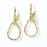 100055, GOLD DIPPED, BRASS TEXTURED METAL EARRING