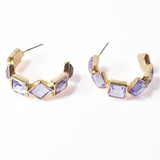 100058, GEOMETRIC RHINESTONE HOOP EARRING