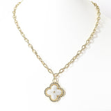 100074, DESIGNER INSPIRED CLOVER CHARM NECKLACE