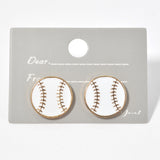 100080, BASEBALL ENAMEL STUD EARRING