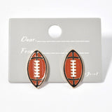 100081, FOOTBALL ENAMEL STUD EARRING