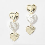 100086, DESIGNER INSPIRED FRESHWATER PEARL HEART DROP DANGLE EARRING