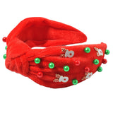 100091, REINDEER CHRISTMAS PEARL WITH RHINESTONE VELVET HEADBAND