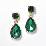100100, TEARDROP RHINESTONE DANGLE EARRING