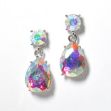 100100, TEARDROP RHINESTONE DANGLE EARRING