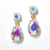 100100, TEARDROP RHINESTONE DANGLE EARRING