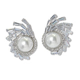 100105, PEARL WITH BAGUETTE RHINESTONE EARRING