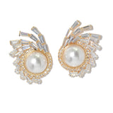 100105, PEARL WITH BAGUETTE RHINESTONE EARRING