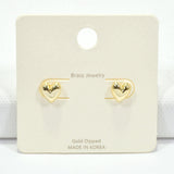 100136, GOLD DIPPED, DAINTY HEART STUD EARRING