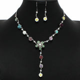 100145, FLOWER ENAMEL DROP NECKLACE