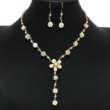 100145, FLOWER ENAMEL DROP NECKLACE