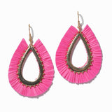 100147, RAFFIA TASSEL TEARDROP DANGLE EARRING
