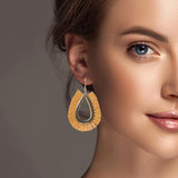100147, RAFFIA TASSEL TEARDROP DANGLE EARRING