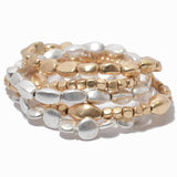 100150, MULTI LAYERED NUGGET BEAD STRETCH BRACELET