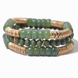 100153, MULTI LAYERED RESIN & WOOD BEAD STRETCH BRACELET