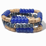 100153, MULTI LAYERED RESIN & WOOD BEAD STRETCH BRACELET