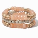 100153, MULTI LAYERED RESIN & WOOD BEAD STRETCH BRACELET